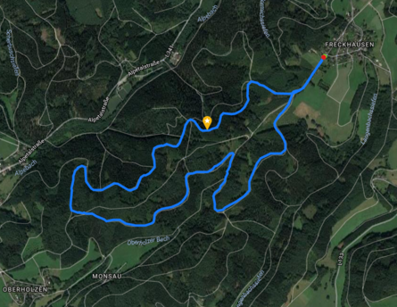 Satellitenbild der Laufstrecke "Alte Bremig" mit 5 km Länge